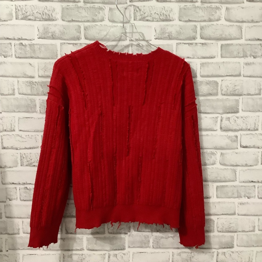 RtA Distressed Emmet Crewneck Red Sweater Size XS (C030)
